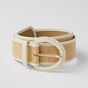 Ann Taylor NWT Braided Trim Straw Belt Size M/L